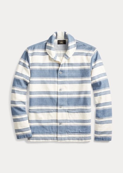 Sobrecamisas Ralph Lauren Hombre Creme / Azules - Striped - VZFIW4193